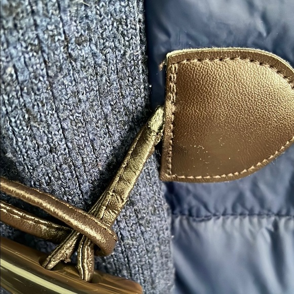 Lands End Blue Toggle Knit Puffer Coat with Removable Hood - Picture 5 of 9